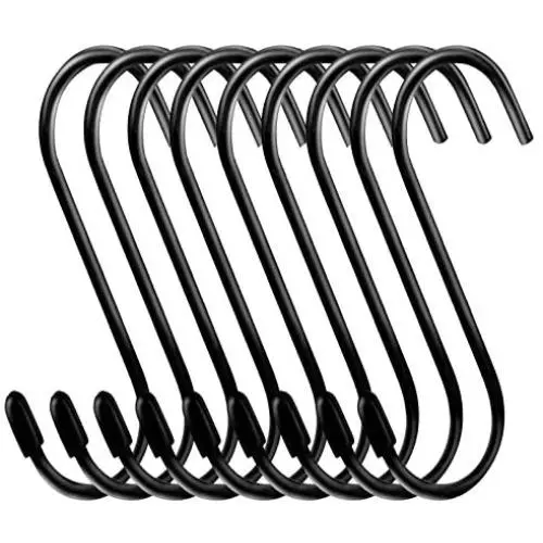 ESFUN 30 Pack Black S Shaped Hooks for Rack Hanging Pots and Pans, Plants, Coffee Cups, Clothes, Coats, Bags, Towels Purse, Jeans, Jewelry in Kitchen,Bedroom, Bathroom/3.5 inch Length