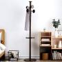 HLR-Coat Racks Free Standing Drying Racks Solid Wood Coat Rack Hanger Floor Bedroom Clothes Rack Simple Single Pole Living Room Foyer Creative Hanger Wood