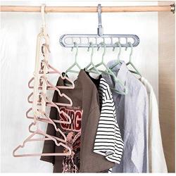 Multilayer Anti Slip Hanger Plastic 9 Hole Windproof Magic Clothes Hanger Space Saving Organizer Fix Holder Storage Rack Buckle 10pcs Random Color
