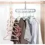 Multilayer Anti Slip Hanger Plastic 9 Hole Windproof Magic Clothes Hanger Space Saving Organizer Fix Holder Storage Rack Buckle 10pcs Random Color