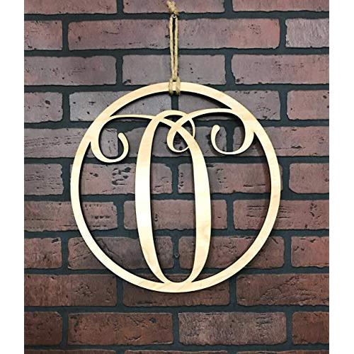 Monogram Door Hanger | Vine Letter O | Unpainted Natural Wood Finish | Great for Year Round Door Decor