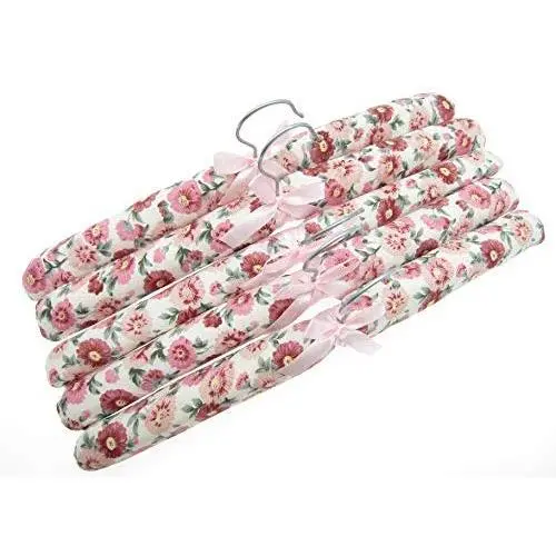 Crystal Lin Cotton Padded Hanger Clothes, Patterned, Soft, 5pc (Patterned17)