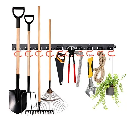 MOHOO Adjustable Storage System 64 Inch, Wall Holders for Tools, Wall Mount Tool Organizer, Garage Organizer, Garden Tool Organizer, Heavy Duty Tools Hanger with 4 Rails 16 Hooks MOHOO Adjustable Storage System 64 Inch, Wall Holders for Tools, Wall Mount Tool Organizer, Garage Organizer, Garden Tool Organizer, Heavy Duty Tools Hanger with 4 Rails 16 Hooks