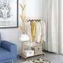 WZP Clothing Display Stand Simple Clothes Rack,Solid Wood Coat Rack Floor Bedroom Multi-Function Hanger,Living Room Storage Storage Rack Waterproof and Moisture Proof/As Shown / 100cm