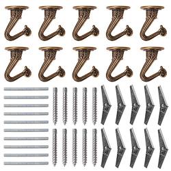 SEISSO 10 Sets Metal Ceiling Hooks, Heavy Duty Swag Hooks with Steel Screws/Bolts and Toggle Wings, Wall Hooks, Plant Hooks, Kitchen Hooks, Cup Hooks, Coated Screw Hanger for Indoor and Outdoor Use