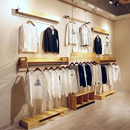 XIU Wooden Household Hangers, Wall Hangers，Hanger 120Cm Clothing Store Hanger Wood Store Clothes Rack/Display Stand/Wall Shelves Rack/Clothes Drying Clothes Rack，Wall Door Back Coat Rack