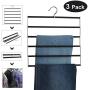DOIOWN Pants Hangers Slacks Hangers Folding Non Slip Space Saving Stainless Steel Clothes Hangers Closet Organizer for Pants Jeans Trousers Scarf (3 Pack(Black&Folding))