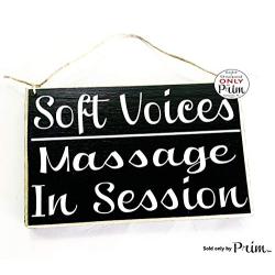 Soft Voices Massage In Session Therapy Spa Salon 8x6 (Choose Color) Rustic Sign Welcome Home Office Door Hanger Custom