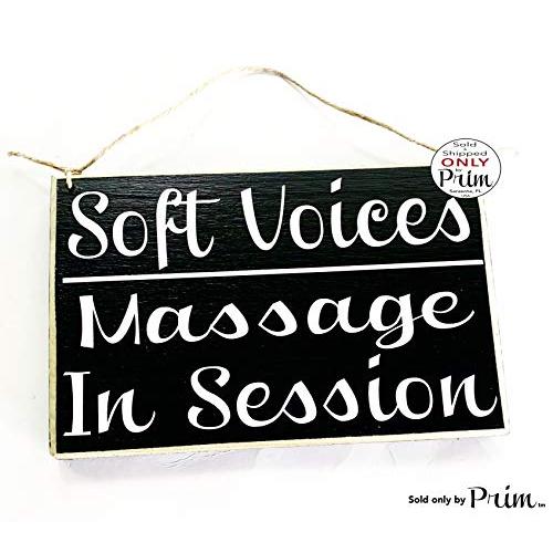 Soft Voices Massage In Session Therapy Spa Salon 8x6 (Choose Color) Rustic Sign Welcome Home Office Door Hanger Custom