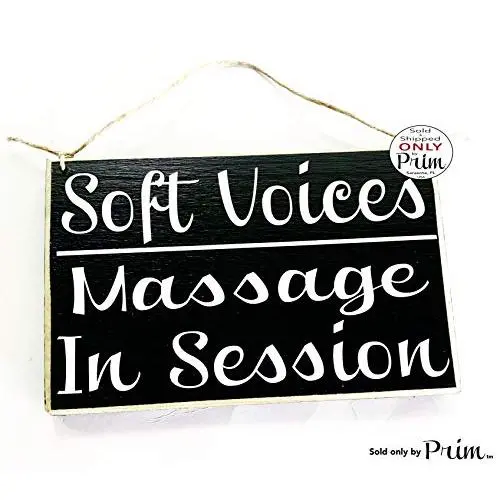 Soft Voices Massage In Session Therapy Spa Salon 8x6 (Choose Color) Rustic Sign Welcome Home Office Door Hanger Custom