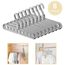 ESOUL TECHNOLOGY Magic Hangers Closet Space Saving Clothes Hanger Organizer Pack of 8 Plastic Suit Hangers 360 Degree Swivel 8gray