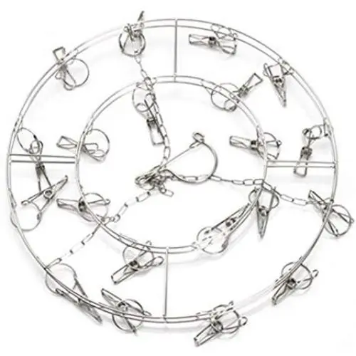 Zentto Round Clothes Drying Rack Laundry Portable Clothesline Includes 20 Metal Clothespins Hanger Clips Set Replacement Drying Socks, Baby Clothes,Underwear, Scarf, Pants, Gloves