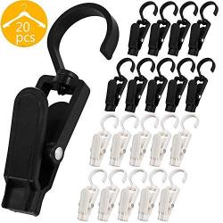 KABB Laundry Hooks Clip, 4.3 Inches Super Strong Plastic Swivel Hanging Curtain Clothes Pins, for Beach/Lounge Chairs - Keep Your Towel, Hangers from Blowing Away, White+Black