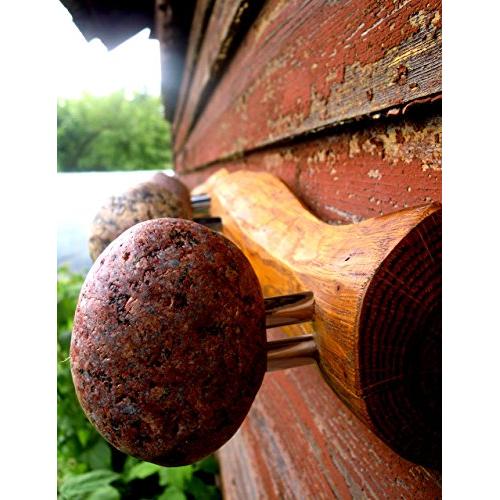 Wall mounted hat rack with Beach Stones. 3 hooks. Rock coat hooks. Wall shelves - coat rack with Smooth Beach Stones. Entryway hanger, wall decorations, Modern steel hooks. Bathroom hanger