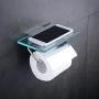 Hiendure Toilet Paper Holder with Shelf, Brass Lavatory Tissue Holder with Mobile Phone Storage Rack and Lid,Chrome