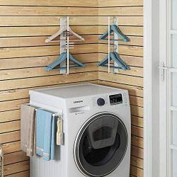 Clothes Hanger Stacker, Sturdy Metal Coat Hanger Stacker Wall Mount Strong Adhesive Hanger Organizer Stacker for Closet & Room Tidier Laundry Rooms Drying Rack