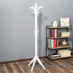 Cxjff Floor Standing Coat Rack Clothes Hat Stand Hanger Creative Style Fashion Solid Wood, 55x55x175CM (Color : White)