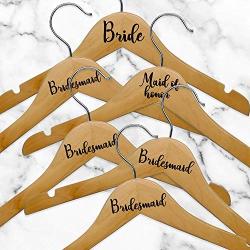 Set of 6 Vinyl Art Decals - Bride Bridesmaid Maid of Honor - from 0.5" to 3" Each - Modern Elegant Trendy Chic Wedding Accessory Bridal Clothes Dresses Hanger Decorations (Black)