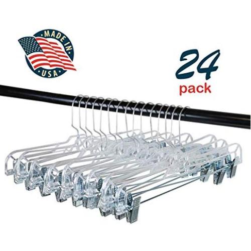 USA Made - Clear Skirt, Pants, and Clothes Hangers, Set of 24