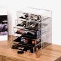 Makeup Organizer Acrylic Cosmetic with 7 Storage Drawers and Jewelry Display Boxes One-piece
