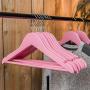 Harbour Housewares Wooden Children Clothes Kids Coat Hangers with Trouser Bar & Notches - Pastel Pink - Pack of 10