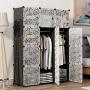 KOUSI Portable Closet Wardrobe Closet Portable Closet Wardrobe Bedroom Armoire Sturdy Clothes Closet Tall Dresser Portable Sturdy Closet Sturdy Portable Closet,Black, 6 Cubes + 2 Hanger