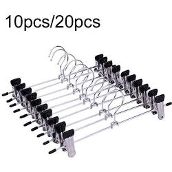 shengyuze Pants Hanger, 10/20Pcs Non-Slip Adjustable Stand Hanger Pants Skirt Clothes Rotatable Clips, PVC + Hadifield Steel - Black 10pcs