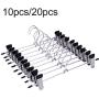 shengyuze Pants Hanger, 10/20Pcs Non-Slip Adjustable Stand Hanger Pants Skirt Clothes Rotatable Clips, PVC + Hadifield Steel - Black 10pcs
