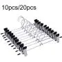 shengyuze Pants Hanger, 10/20Pcs Non-Slip Adjustable Stand Hanger Pants Skirt Clothes Rotatable Clips, PVC + Hadifield Steel - Black 10pcs