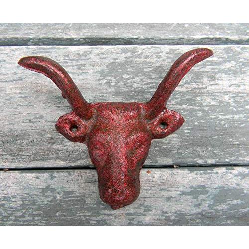 Cast Iron Wall Hook, Red Glitter Western Rustic Décor, Farmhouse Animal Hooks, Cow Hanger