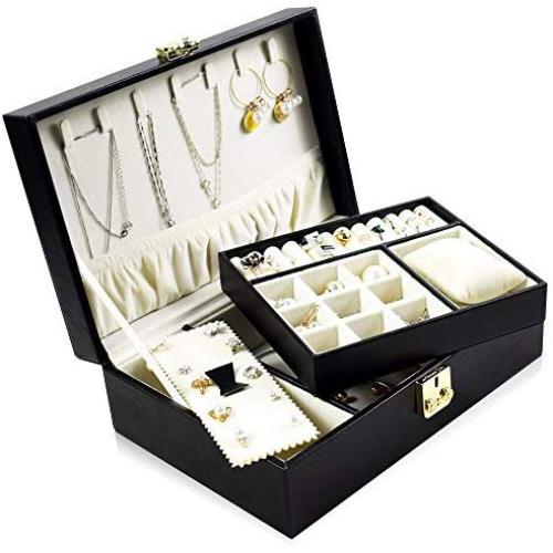 BEGHOME 2-Layer Leather Jewelry Boxes 36 Compartments Storage Case Bracelet Necklace Ring Bracelet Storage Box