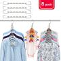 KJfamily Space Saving Hangers Metal Hanger Magic Cascading Hanger Closet Clothes Organizer Multifunctional Clothes Hangers Stainless Steel 6X2 Slots (8 Pack)