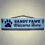 Sandy Paws Welcome Here Wood Sign - Rustic Wall Decor With Rope Hanger - Dog Decor for Home Sandy Paws Welcome Here Wood Sign - Rustic Wall Decor With Rope Hanger - Dog Decor for Home