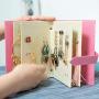 Heroine & you Creative Stud Earrings Storage Jewelry Storage Boxes Portable Leather Earrings (Pink)