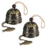 Feng shui Bell 2PCS Dragon Pattern Fish Shape Hanging Craft Door Bell Hanger for Office Home Decoration