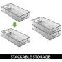 mDesign Plastic Stackable Storage Container Bin with Handles - Bathroom Cabinet Organizer for Makeup, Shampoo, Conditioner - 16" Long, 2 Pack - Smoke Gray