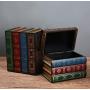 Chris.W Wooden Antique Book-Like Bookends with Hidden Storage Boxes Classic Decorative Library Book Ends, Set of 2(Large + Small)