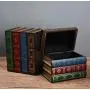 Chris.W Wooden Antique Book-Like Bookends with Hidden Storage Boxes Classic Decorative Library Book Ends, Set of 2(Large + Small)