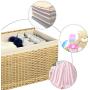 SONGMICS Storage Boxes with Cotton Liner, Rattan-Style Storage Basket, Laundry Hamper with Lid and Handles, for Bedroom Closet Laundry Room, 29.9 x 17.7 x 18.1 Inches, Natural URST76NL