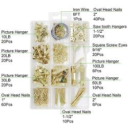 T.K.Excellent Brass Plated Picture Hangers Assortment Kit,233 Pieces