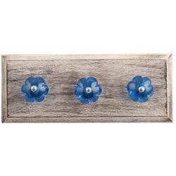 Indianshelf Handmade 1 Artistic Vintage Blue Wooden Royal Melon Key Hooks Hangers/Key Holder for Wall Decorative