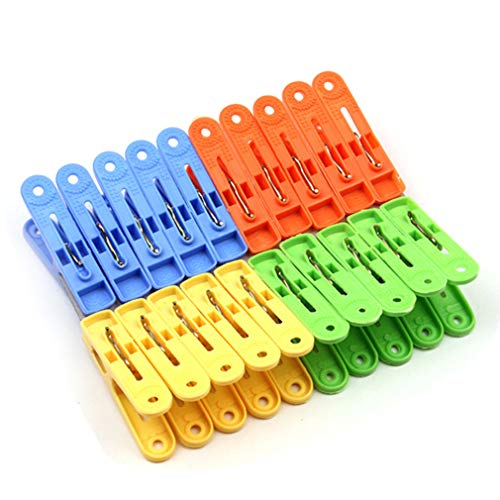 20 Pcs Plastic Clothes Pins Multicolor Laundry Clothes Pegs Windproof Hanging Pegs Hangers Racks Quilt Clips by SamGreatWorld