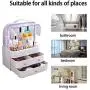 FAZHEN dust-Proof Makeup Organizer, Cosmetic and Jewelry Storage with Dustproof Lid, Display Boxes with Drawers for Vanity, Skin Care Products Rack Dressing Table Desktop Finishing Boxes (L)