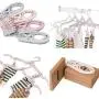 SuperSWK Pack of 4 Plastic Portable Foldable Travel Non Slip Grooves Clothes Hangers Hook Rack with 8 Hanger Clips for Scarves Suits Trousers Pants Shirts (Pink, Blue, Beige, Green) SuperSWK Pack of 4 Plastic Portable Foldable Travel Non Slip Grooves Clothes Hangers Hook Rack with 8 Hanger Clips for Scarves Suits Trousers Pants Shirts (Pink, Blue, Beige, Green)