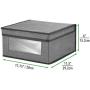 mDesign Soft Stackable Fabric Closet Storage Organizer Holder Bin with Clear Window, Attached Lid - for Home Office, Den, Hallway, Entryway - Textured Print - Medium, 4 Pack - Gray/Black