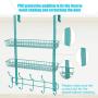 Coat Rack, MILIJIA Over The Door Hanger with Mesh Basket, Detachable Storage Shelf for Towels, Hats, Handbags, Coats (Tiffany Blue-2 Layer)
