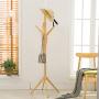 Floor Coat Rack Simple Solid Wood Floor Clothes Storage Hanger Optional Wall Hanger 3 Color Living Room Bedroom Haiming (Color : A)