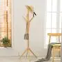 Floor Coat Rack Simple Solid Wood Floor Clothes Storage Hanger Optional Wall Hanger 3 Color Living Room Bedroom Haiming (Color : A)