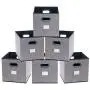 Onlyeasy Foldable Storage Bins Organizer with Label Holders - Set of 6 Cloth Storages with Dual Plastic Handles for Cubby Bookcase Shelves Closet, 12x12x12inch, Grey Stripe, 7MXBB06PL Onlyeasy Foldable Storage Bins Organizer with Label Holders - Set of 6 Cloth Storages with Dual Plastic Handles for Cubby Bookcase Shelves Closet, 12x12x12inch, Grey Stripe, 7MXBB06PL