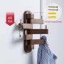 Solid Wood Swivel Coat Hooks Folding Swing Arm 5 Hat Hanger Rail Multi Foldable Arms Towel/Clothes Hanger for Bathroom Entryway Bedroom Office Kitchen Kids Garage Wall Mount Accessories (Walnut Wood)